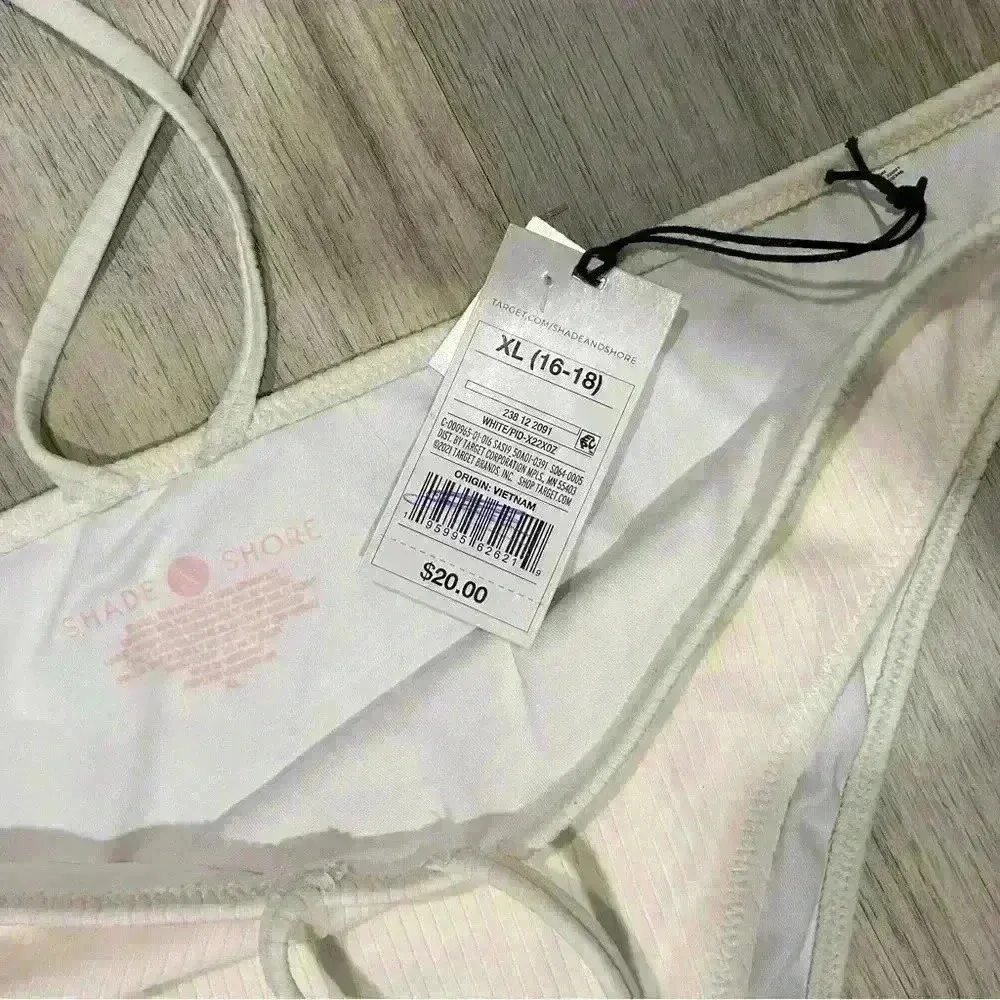 NWT Shade & Shore Swim White High Cut Tie Strap Bikini Swimsuit Bottoms Size XL - Image 2