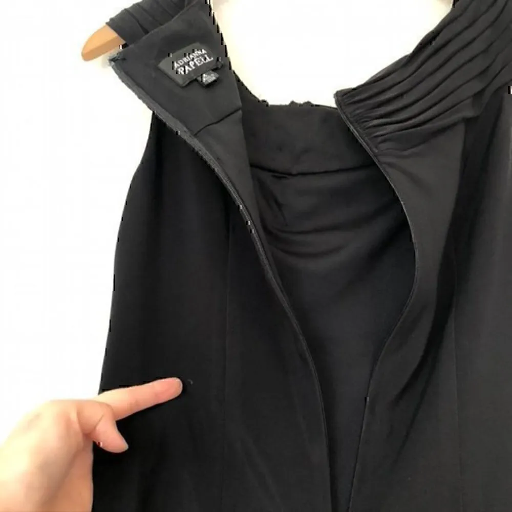 ADRIANNA PAPELL Solid Black 3D Floral Flower Appliqué Knee Length Sheath Dress 6 - Image 11