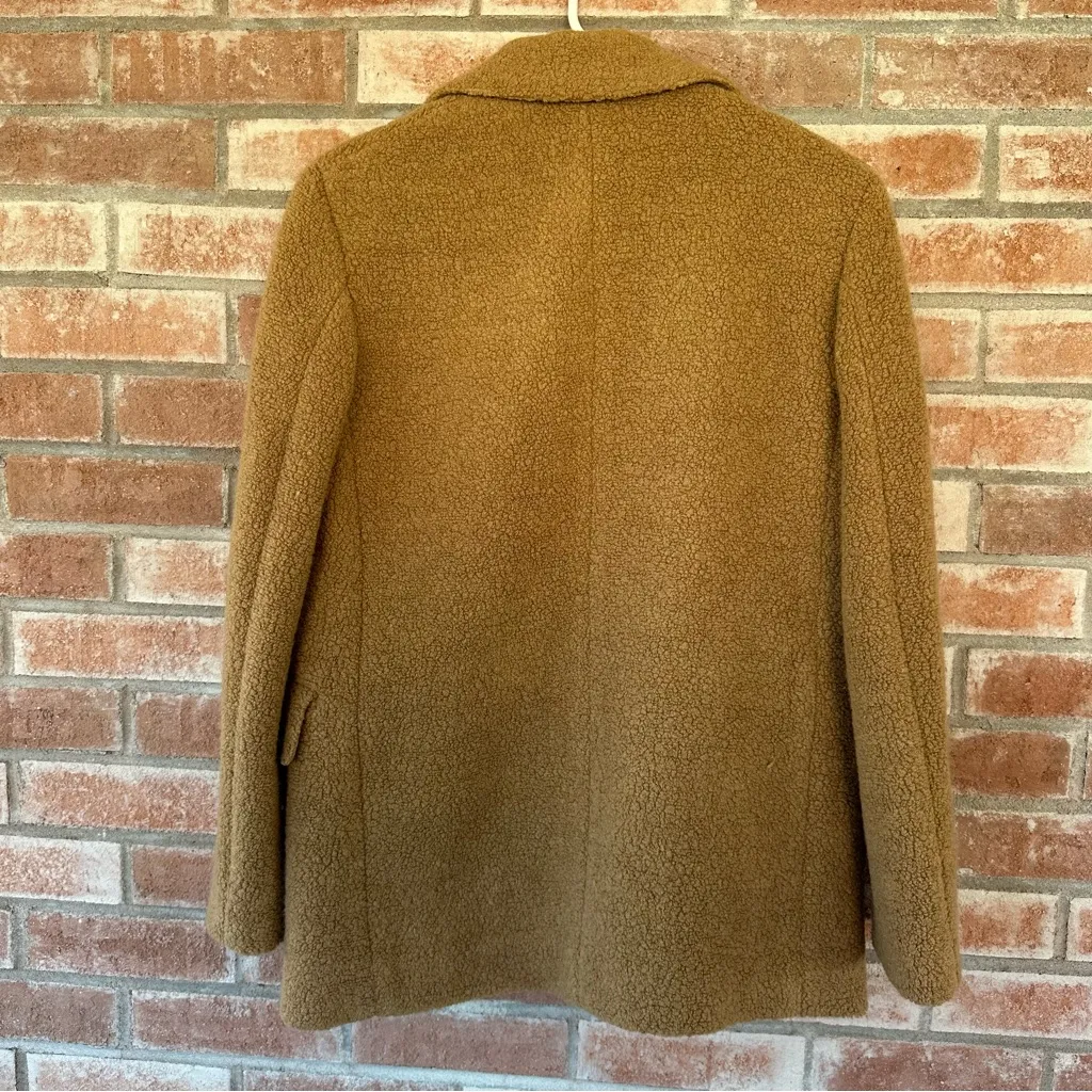 Theory Boucle Teddy Blazer Jacket Coat Wool Blend Women’s 0 XS Winter Fleece Tan - Image 9