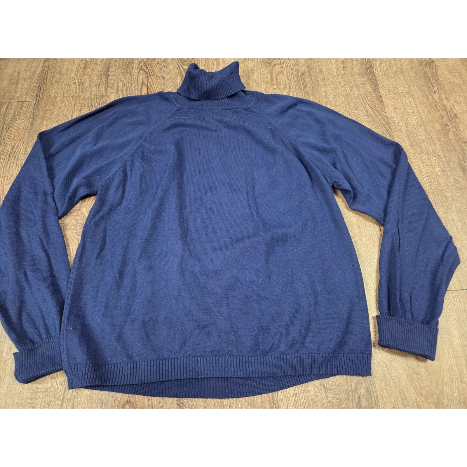 Talbots Ribbed Stretch Dark Blue Turtleneck Sweater Pullover Thin L Portugal - Image 2