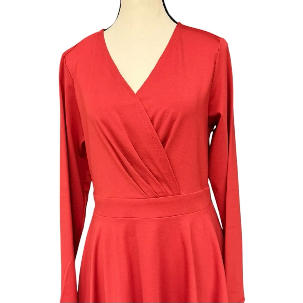 Everyday Jones by Madeline Jones Rust Red Long Sleeve Dress High Low Hem, Size M Orange Size M - Image 6