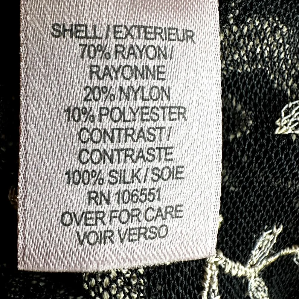 Calypso St Barth Cami Top Embroidered Sheer Scoop Neck Flowy Black Gold Small - Image 3