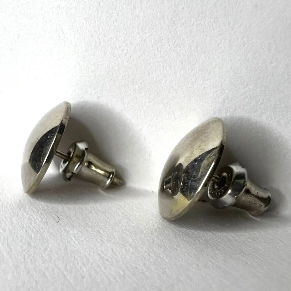 Vintage Womens Circle Stud Fashion Earrings 70s 80s Metal Silver Tone - Image 13