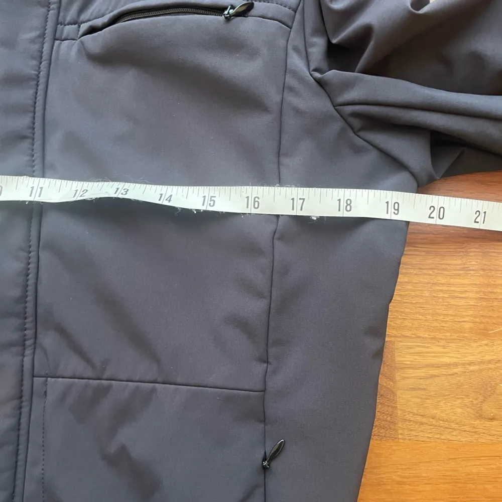 Athleta Black Fleece Lined Hooded Hard Shell Full Zip Ski Snowboard Jacket EUC M - Image 4