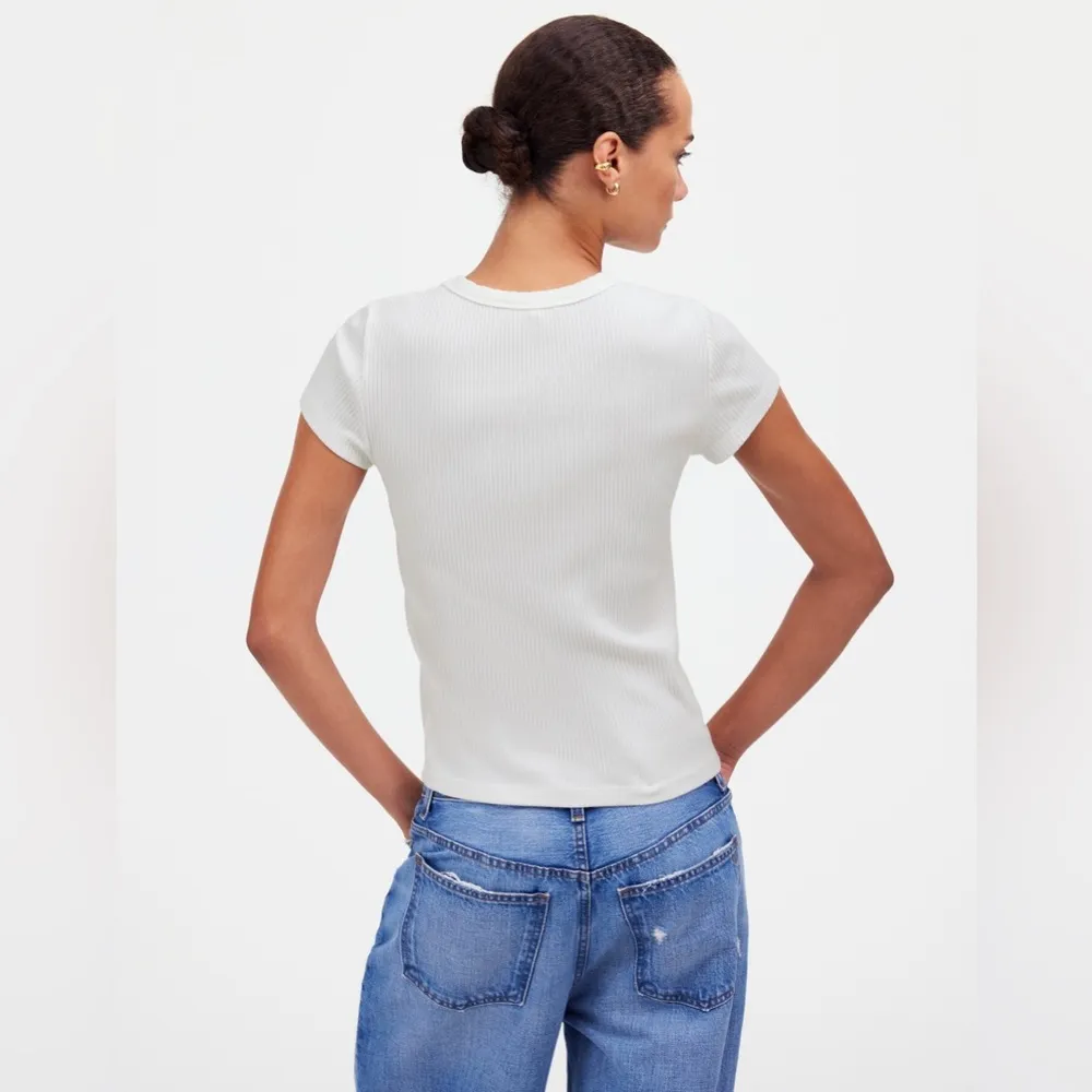 NWT Madewell Cotton Blend Ribbed Crewneck Tee Shirt Small Sold out! - Image 4