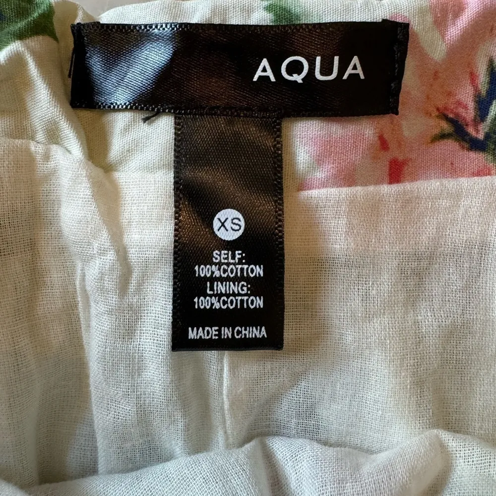 NWT AQUA Floral Mini Skirt XS – Cotton Smocked Waist A-Line Summer Spring Outfit - Image 4