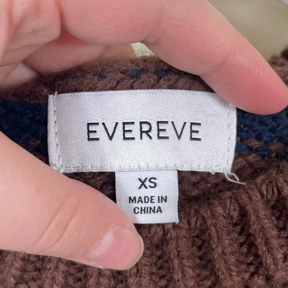 Evereve Brown and Navy Gracen Stripe Two-Fer Cotton Puff 3/4 Sleeve Sweater Vest - Image 11