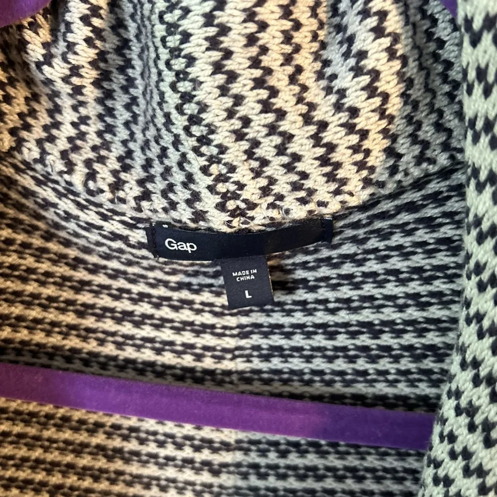 Grey/Navy Blue Sweater Cardigan Jacket Size Large - Image 2