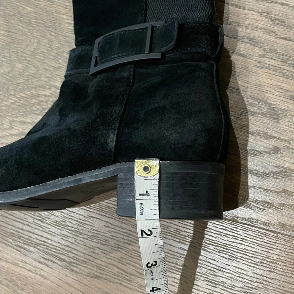 Aquatalia Orella Italian Black Suede Waterproof Riding Boots w/ Black Buckle 8 - Image 16