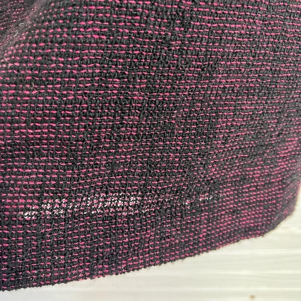 AKRIS Punto Tweed Wool Blend Pencil Skirt Pink Black Satin Trim Size 6 - Image 5