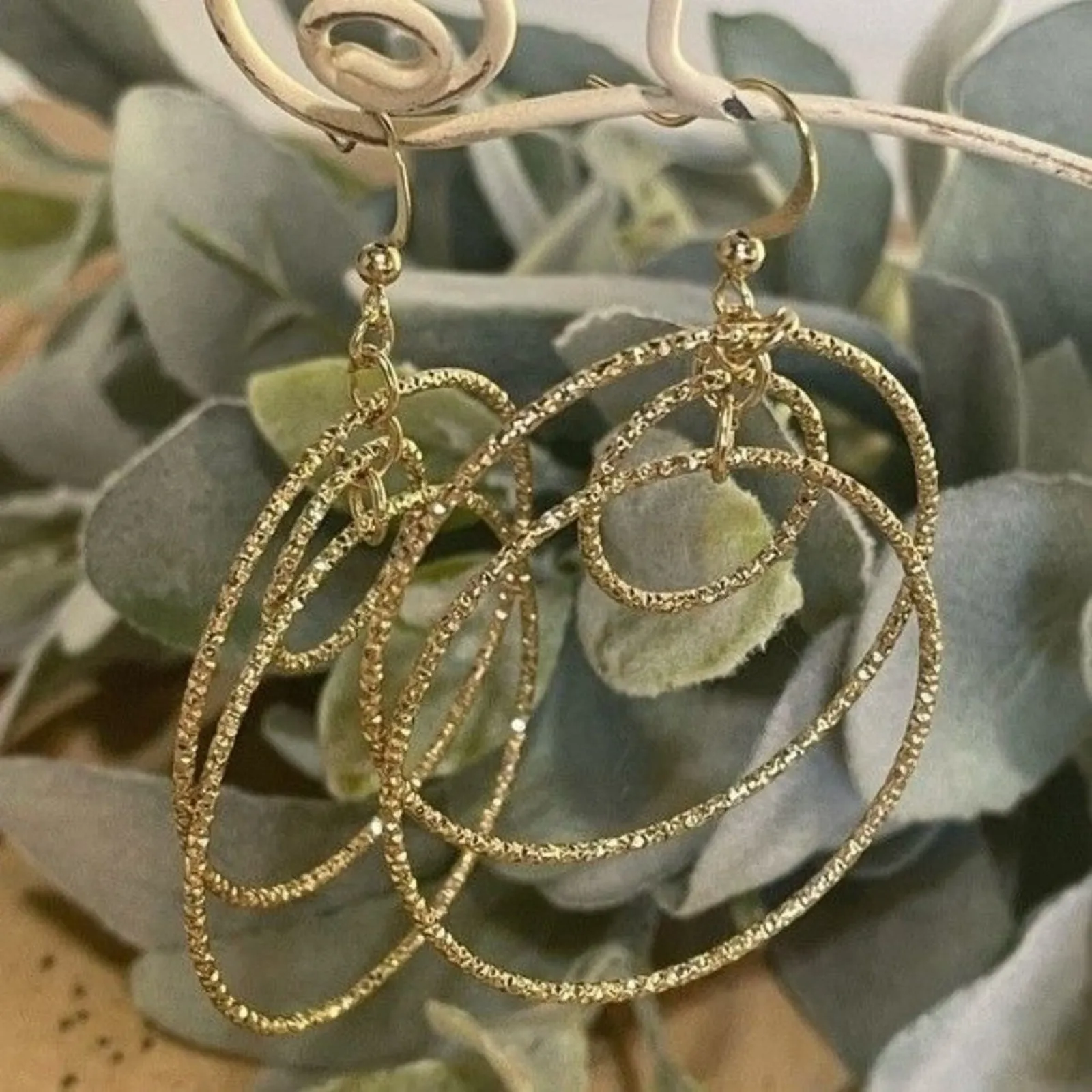 Croft & Barrow New Gold Tone Sparkle Multi Hoop Earrings Set - Image 6