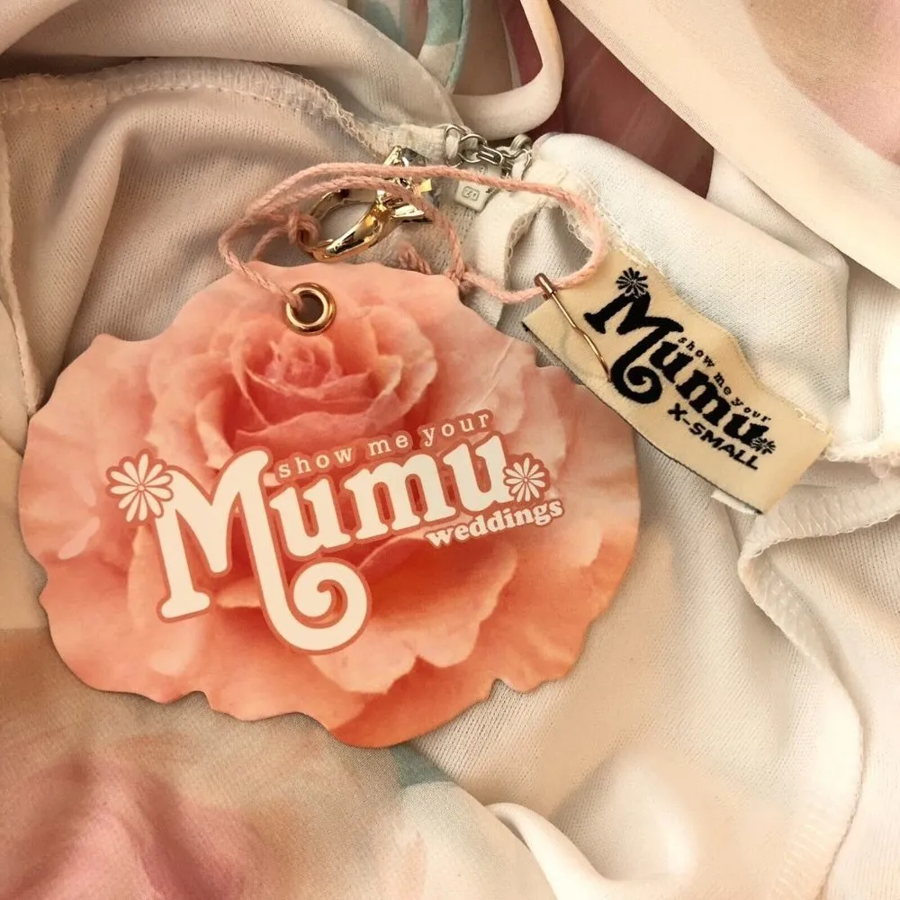 Show Me Your Mumu Faye Flutter Maxi Dress Wedding Bells Floral Ivory Pink XS - Image 5