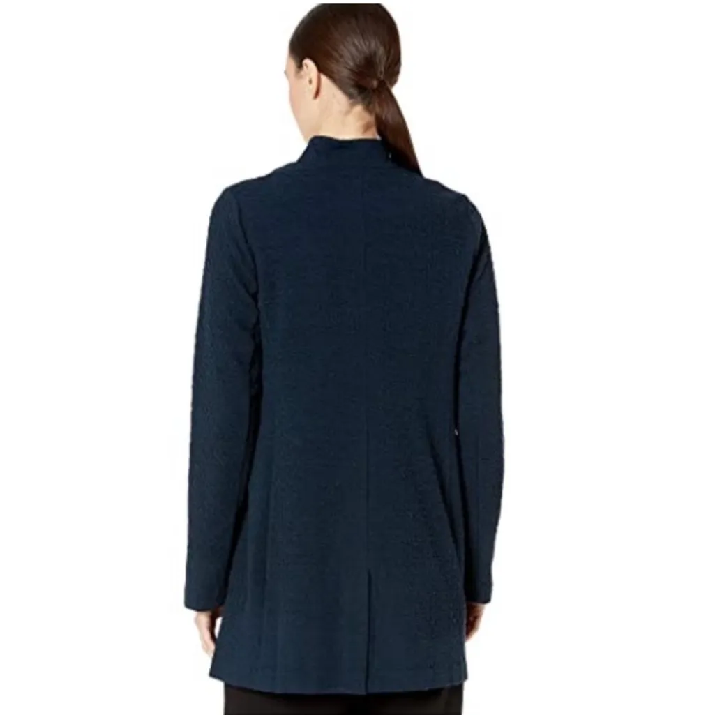 Eileen Fisher  Cotton Pucker Jacket‎ Women's Petite Medium Navy Career Classic - Image 4