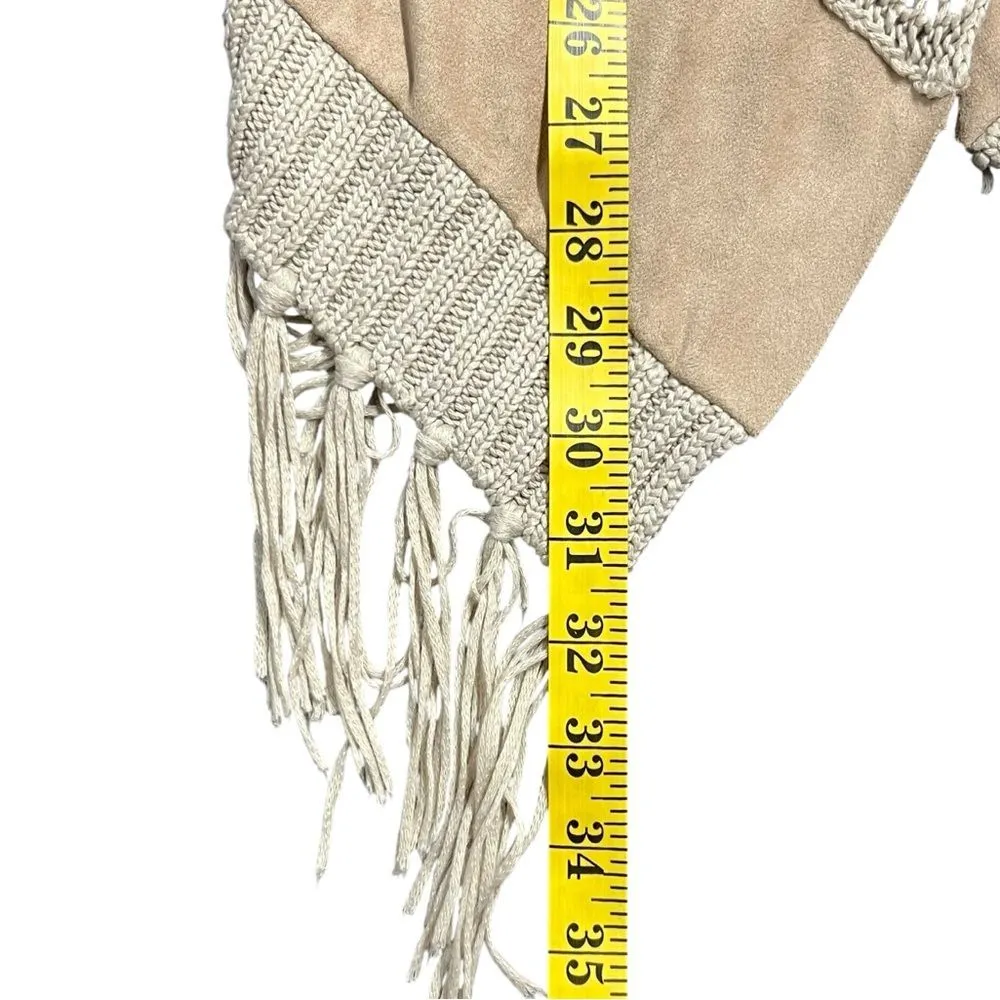 INC International Concept Boho Western Cardigan Sweater Size S Fringe Faux Suede - Image 8