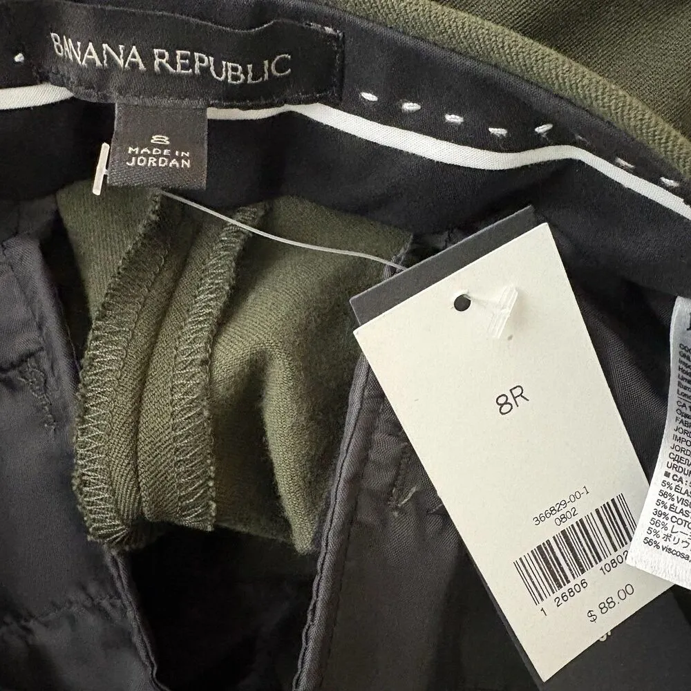 Banana Republic Sloan Side Stripe Skinny Fit Ankle Pants Olive Green Size 8 New - Image 5