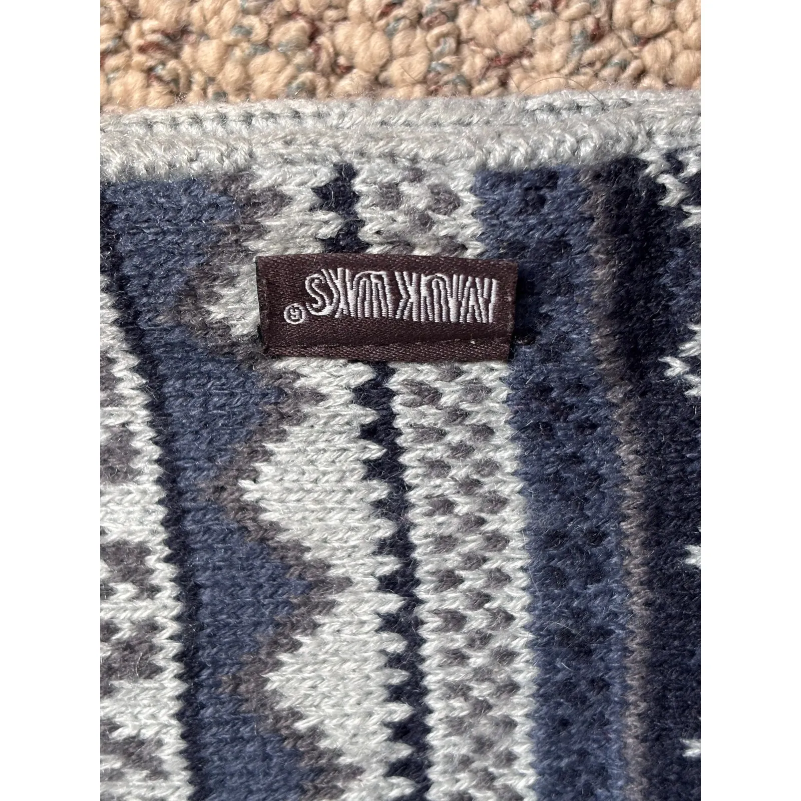 Muk Luks Nordic Fair Isle Knit Infinity Scarf Gray Blue Cozy Winter Warm Staple - Image 5