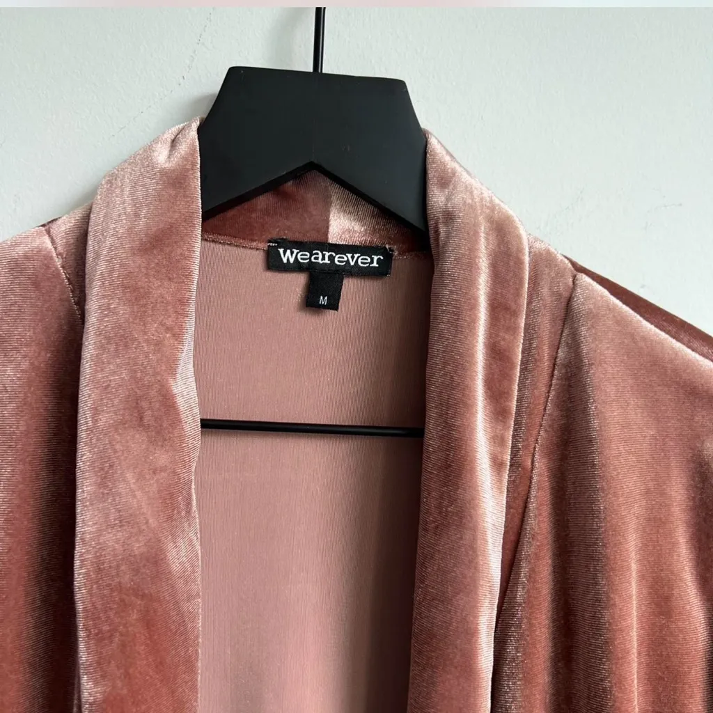 Vintage Party dinner  Velvet Rose Gold  Blazer with Relaxed Fit and 3/4 Sleeves - Image 6