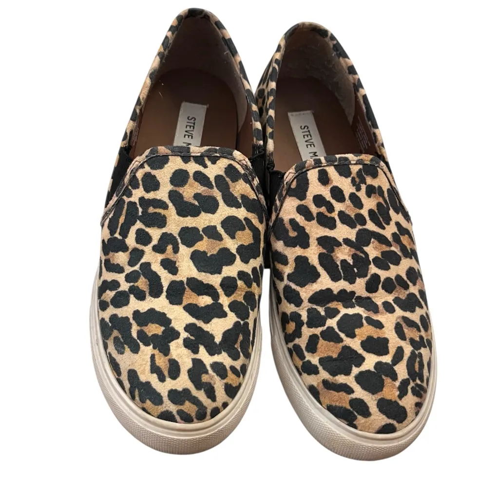 Steve Madden Safary Slip-On Sneakers Leopard Print Tan 6M - Image 3