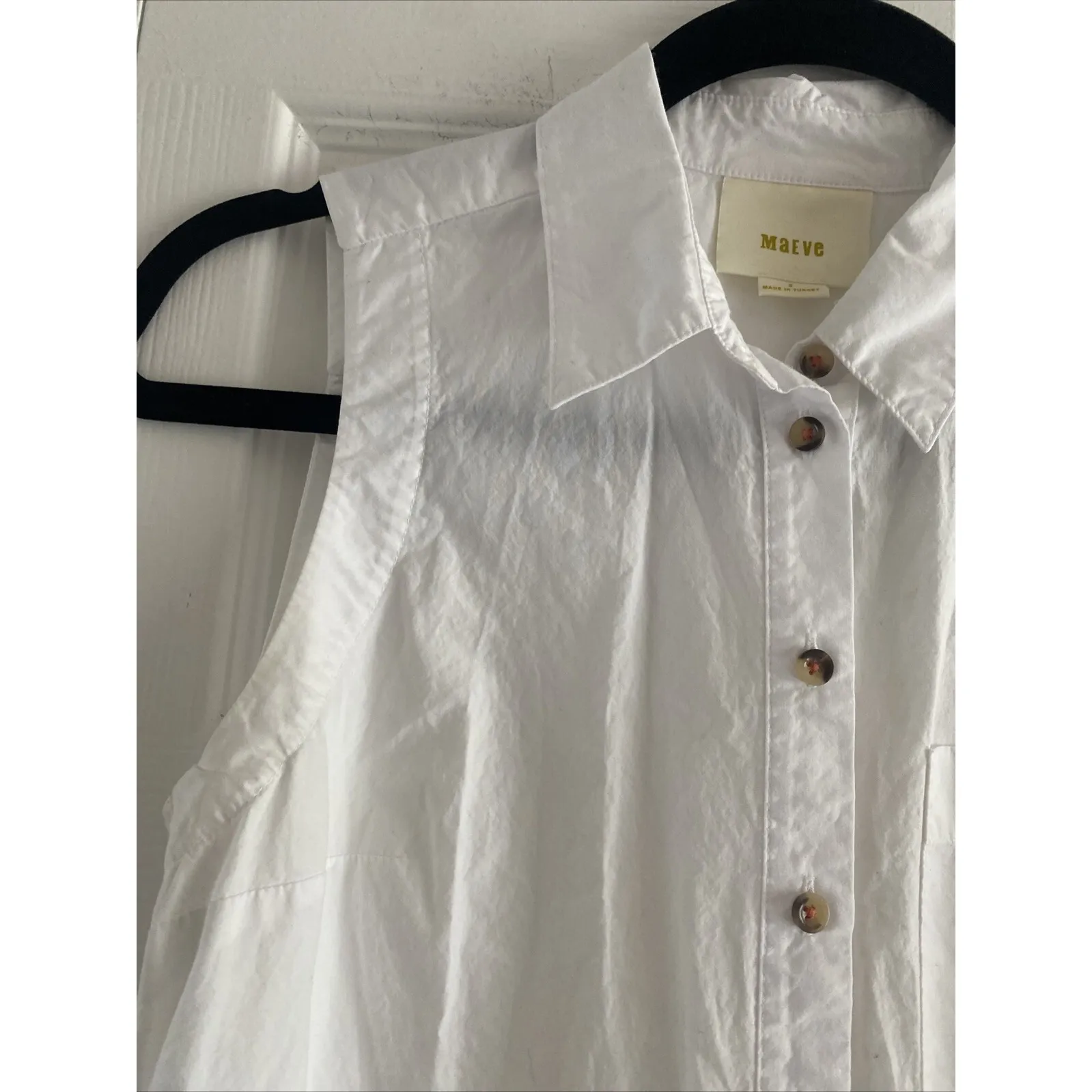 Maeve‎ Women's 2 Anthropologie White Maxi Long Line Tunic Top Button Clean Girl - Image 4