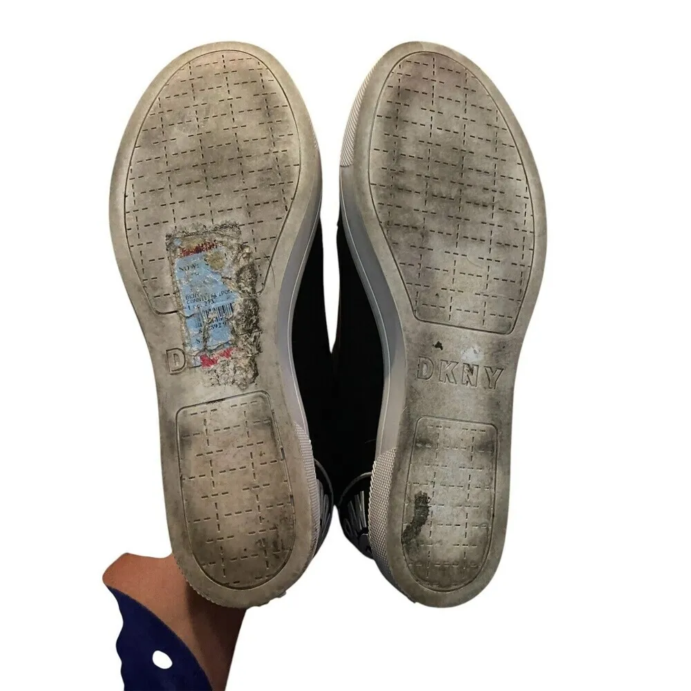 DKNY  Donna Karan Size 9.5 Black White Connie Wedge Platform Sneaker Boots EUC - Image 5