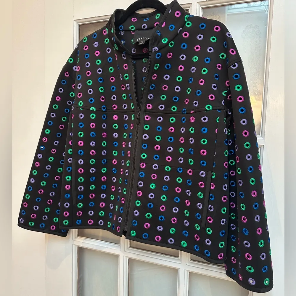 CARLISLE Chic Contemporary Black Art To Wear Full Zip Jacket Size 10 Medium - Image 2