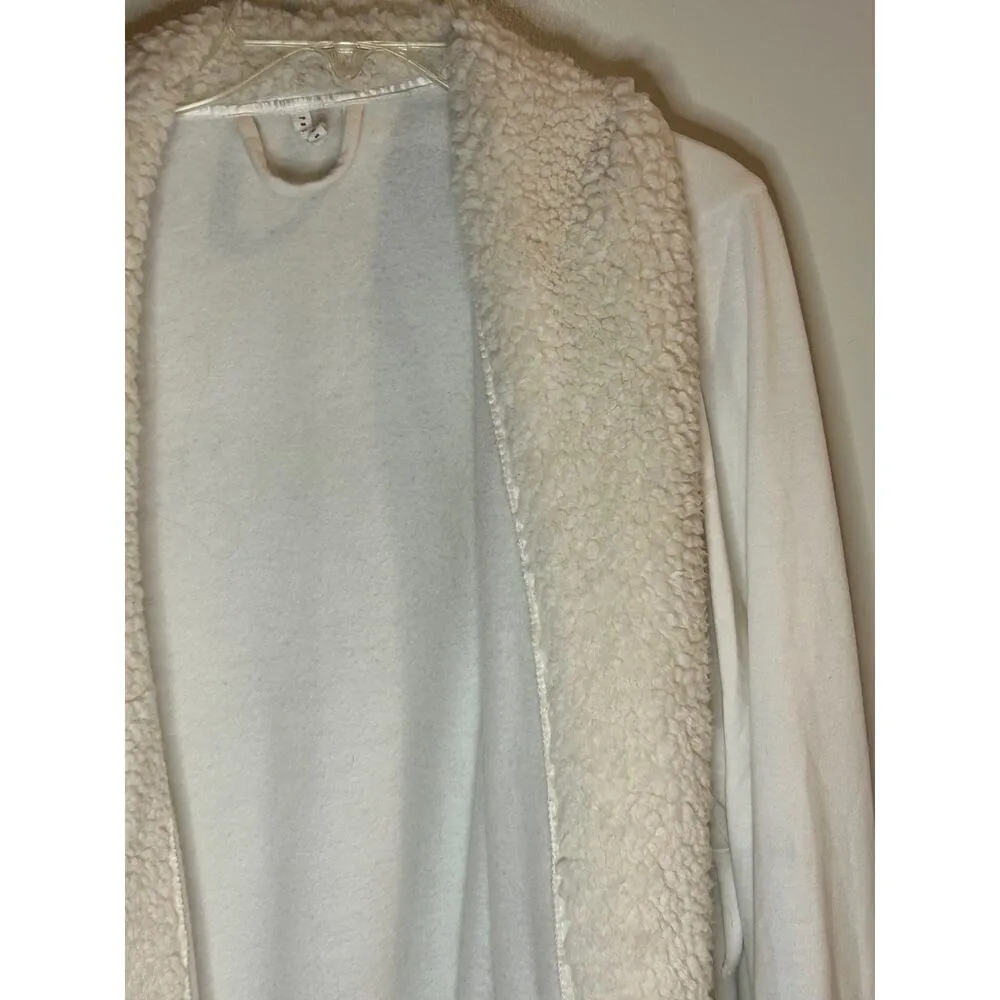 Pottery Barn White Size Small Sherpa Lined Robe Cozy Loungewear - Image 3