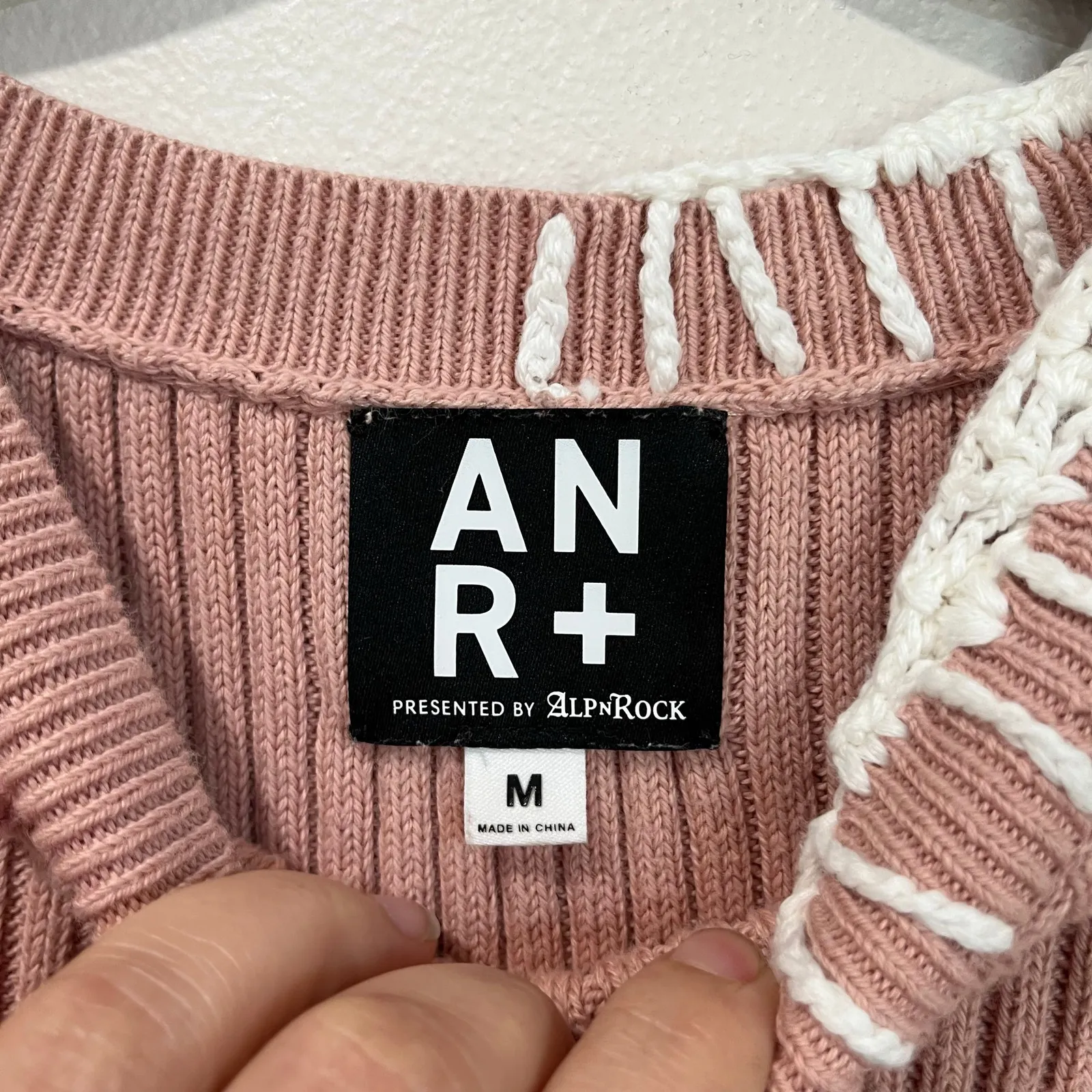 Alp N Rock Taylor Knit Tank Top Size M Pink Ribbed Crochet Detail Preppy Chic Size M - Image 8