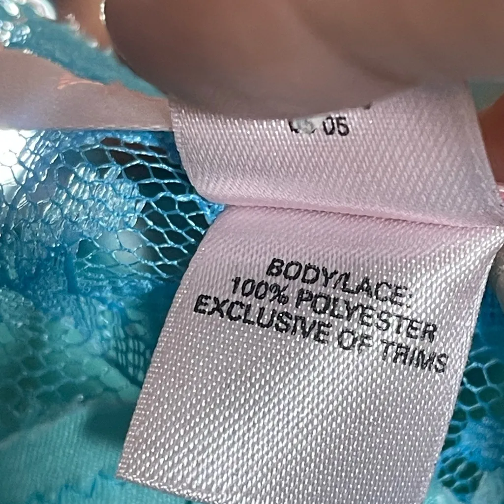 Victoria's Secret Lace Slip Turquoise Lace with Bows Nightie Coquette Feminine - Image 8