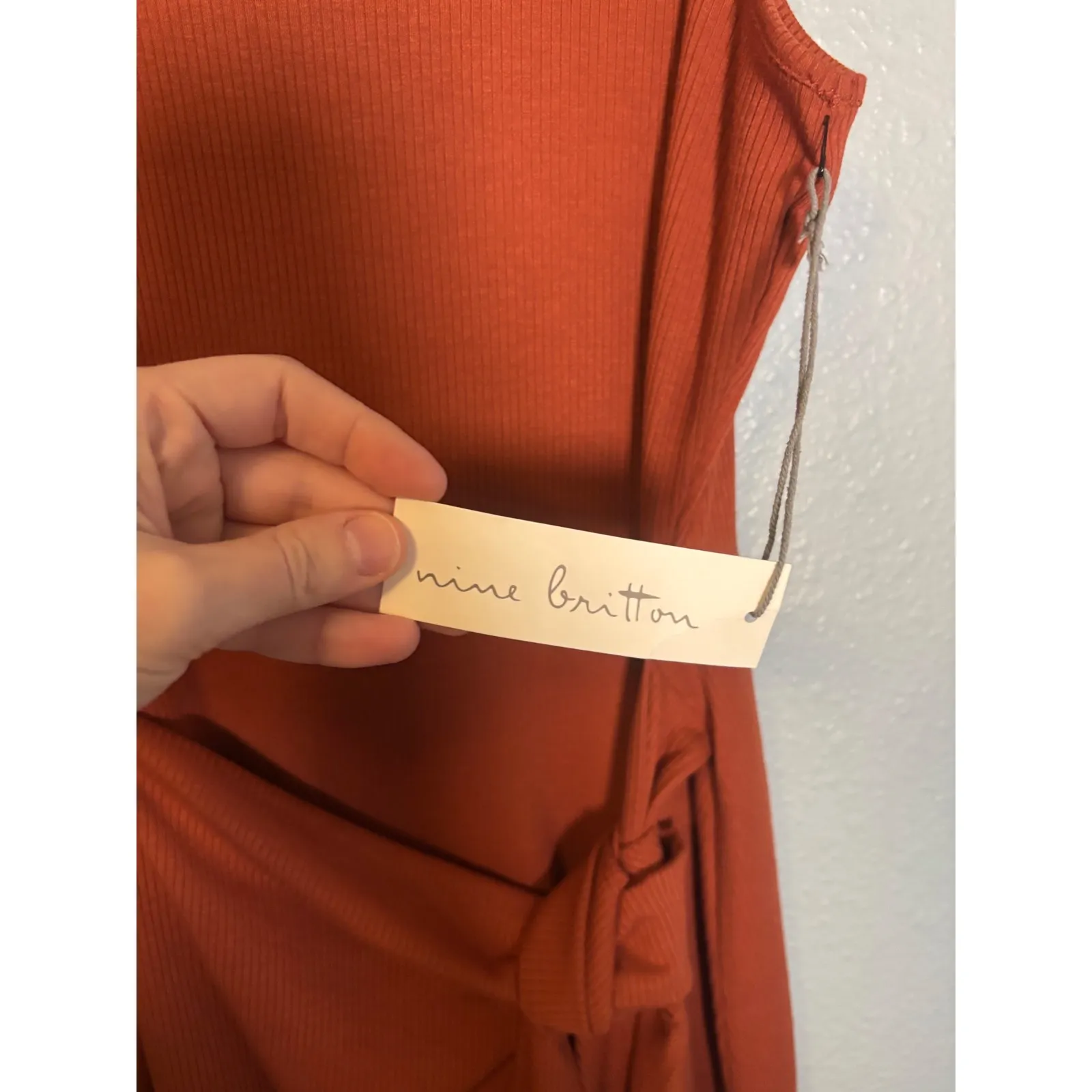 NWT Nine Britton Ribbed Knit Midi Tank Dress Rust Orange XL Petite Beach Summer - Image 10