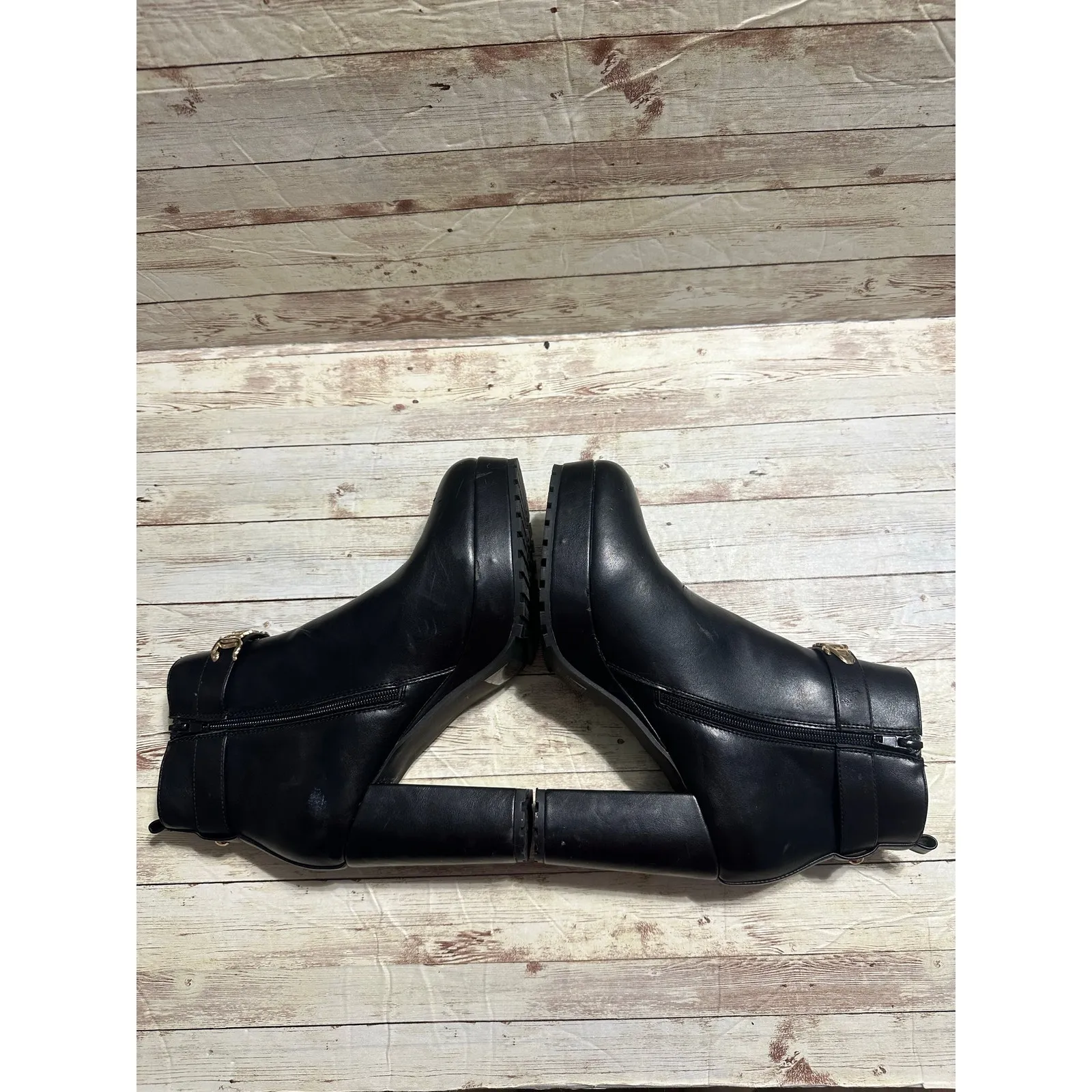 Juicy Couture Faux Leather Jeweled Chunky Bootie Women's Size 9.5 Zip Black - Image 7