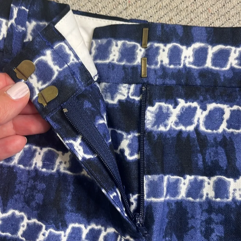 J. Crew Womens Size 4 Linen Cotton Blend Tie Dye Printed Chino Shorts Blue 1664 - Image 6