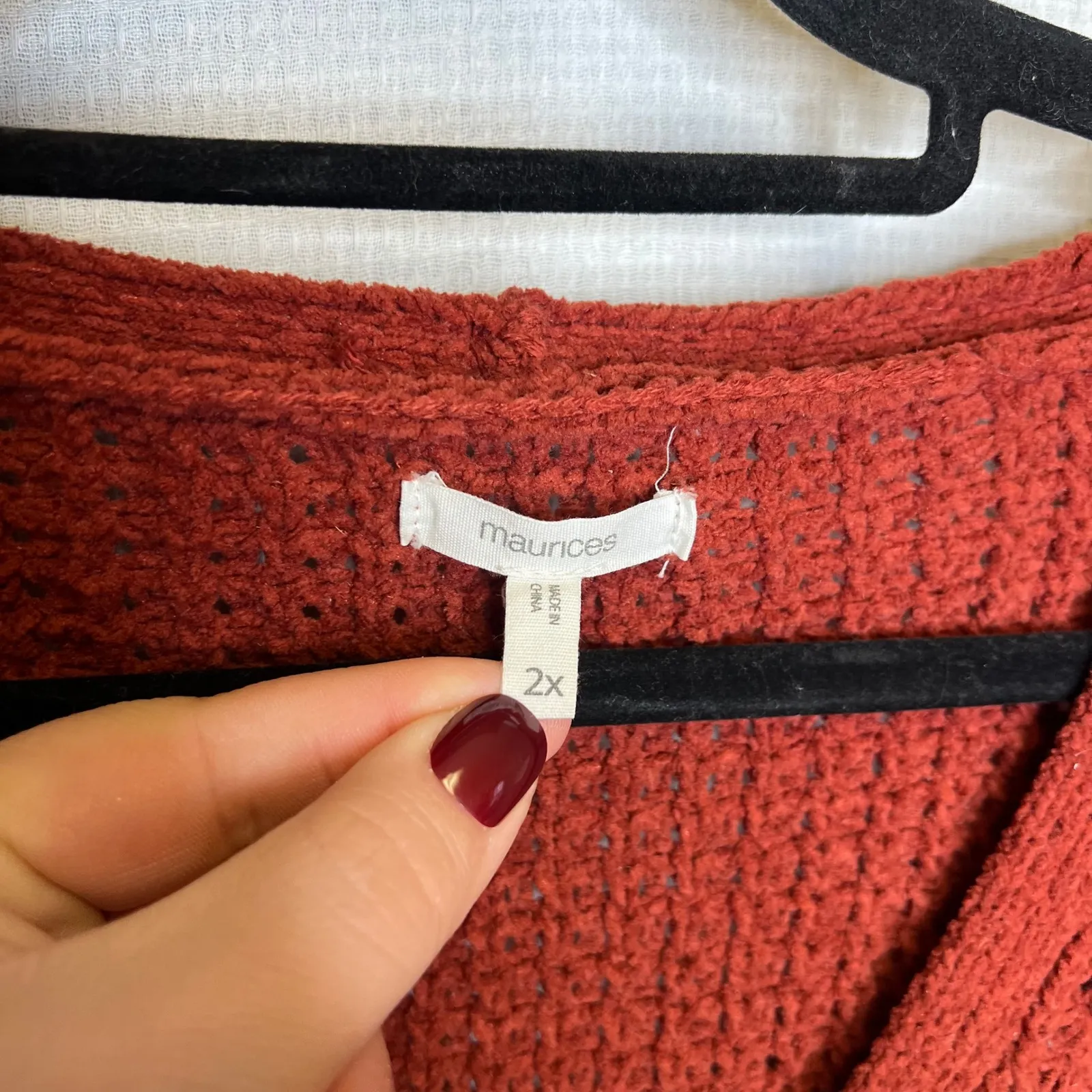 Maurices V Neck Textured Knit Sweater Rust Orange Plus Size 2X Long Sleeve - Image 3