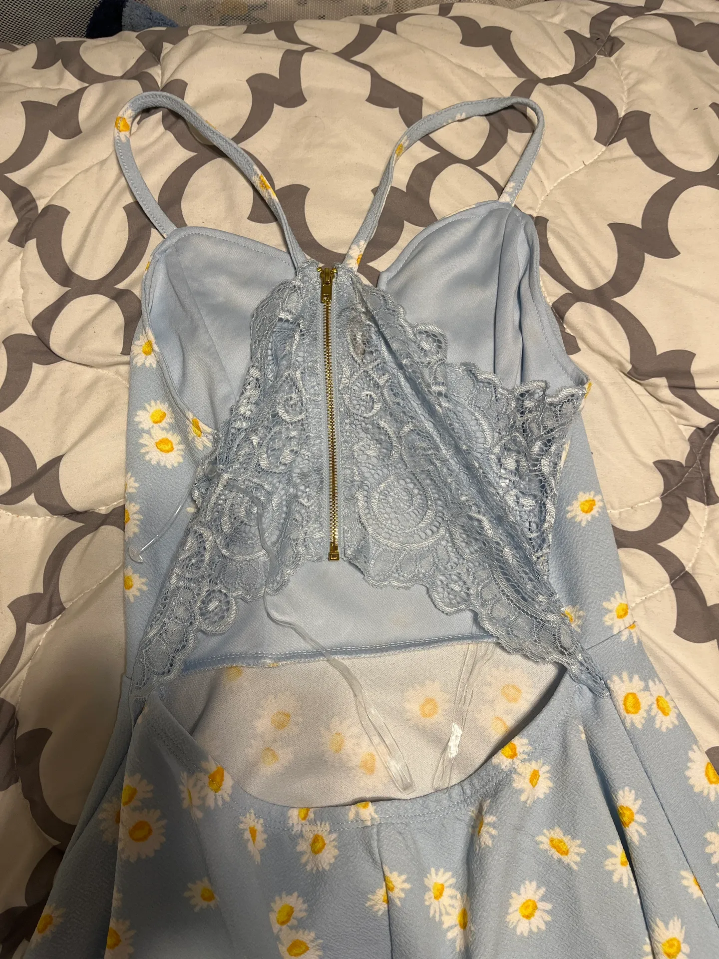 Flower Print Blue Dress - Image 4