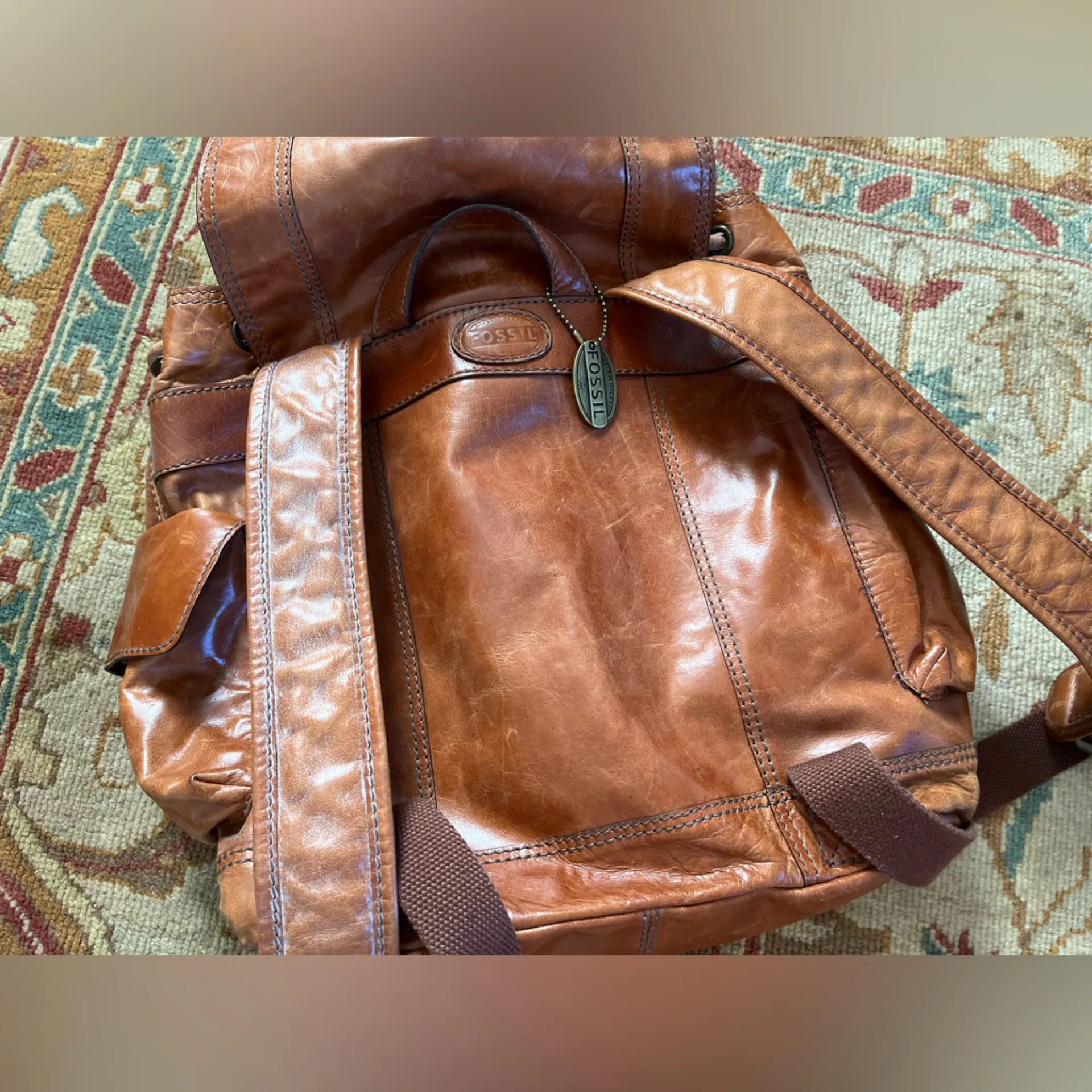 Fossil  brown leather backpack - Image 15