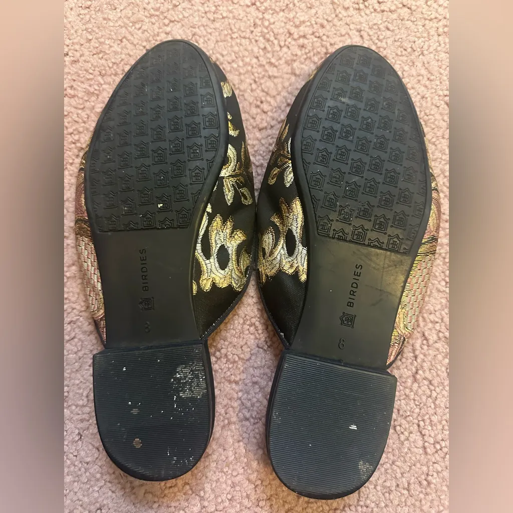 EUC BIRDIES Size 8 Phoebe Black Floral Jacquard Slides Slip On Mules - Image 6