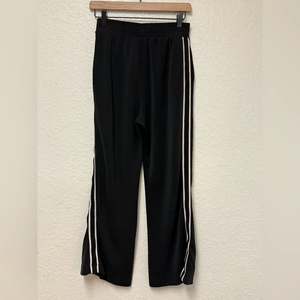 OYSHO Softstreme Feel Black Wide-Leg Pants with tuxedo woven striped down side - Image 2