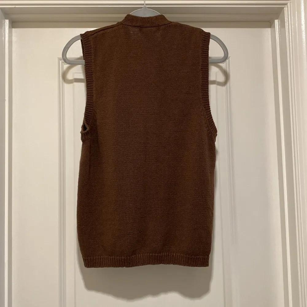 Cabin creek Vintage  Button Front Sweater Vest Brown knit Size Medium - Image 4