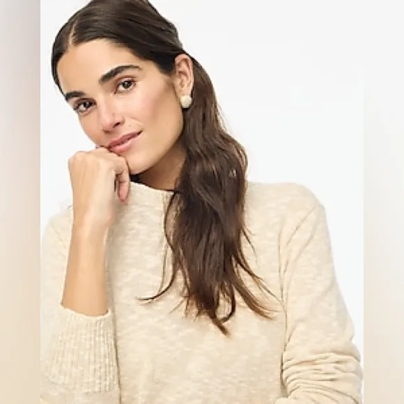 NWOT J. Crew Sweater Crewneck Beach sz S Coastal Boho Cozy 🪡 Small Holes seam White - Image 3