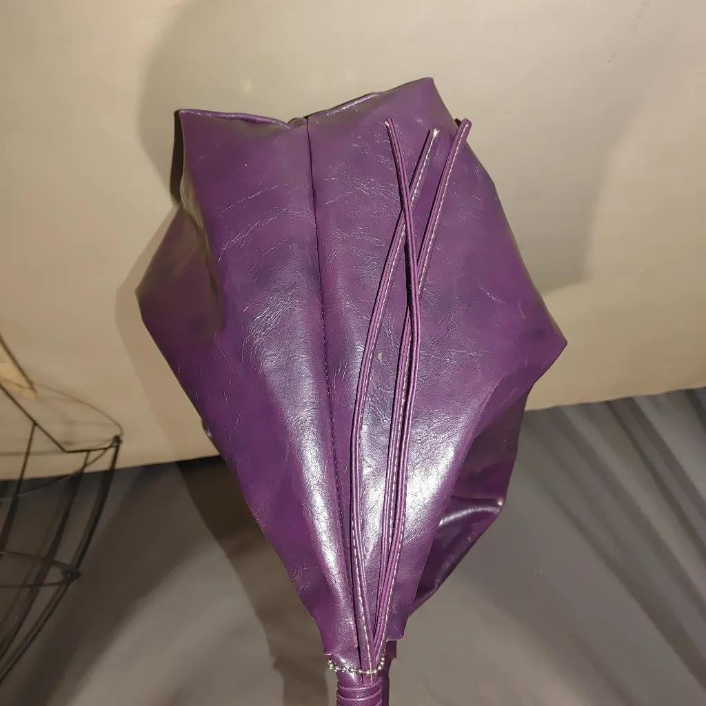 Umberto Bossi Purple Faux Leather Hobo Shoulder Bag Zipper Tassel Accents - Image 8