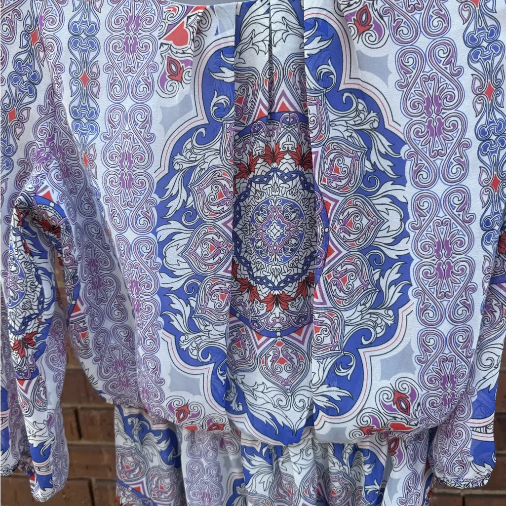 Tacera Boho Dress Bohemian Knee Length Multicolor Pattern Womens Size Medium EUC - Image 6