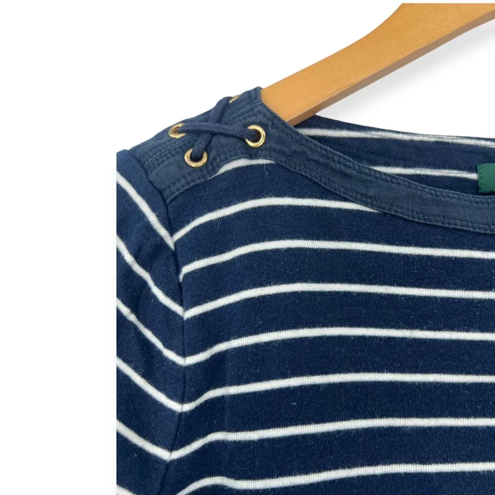 Ralph Lauren Women's  M | Half Sleeve Boat Neck Stripped Nay Top T-shirt Cotton - Image 2