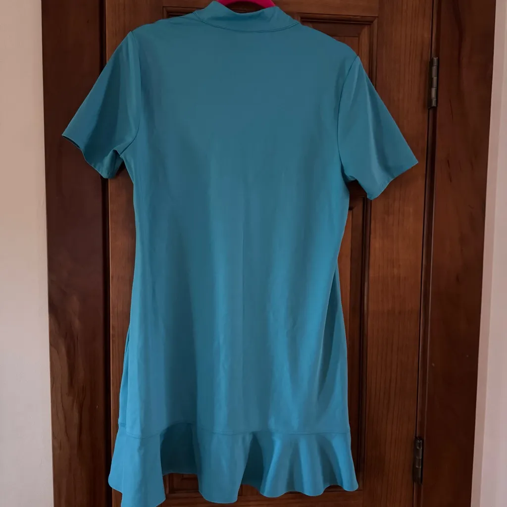 Tommy Bahama Golf Dress Women’s Large Aqua Blue Ruffle Active 1/4 Zip Tennis - Image 3