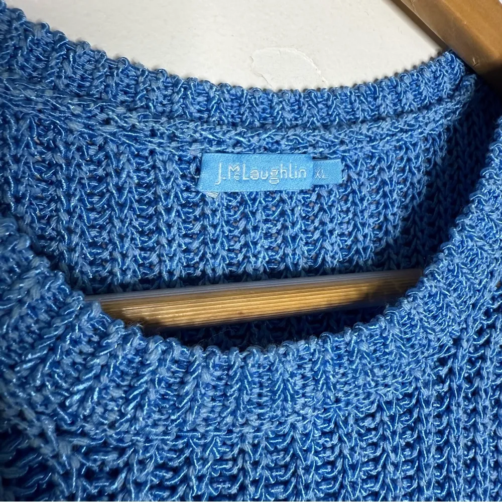 J. Mclaughlin Blue Amber Azzurro Sleeveless Sweater Stitch Knit Sweater XL $178 - Image 6