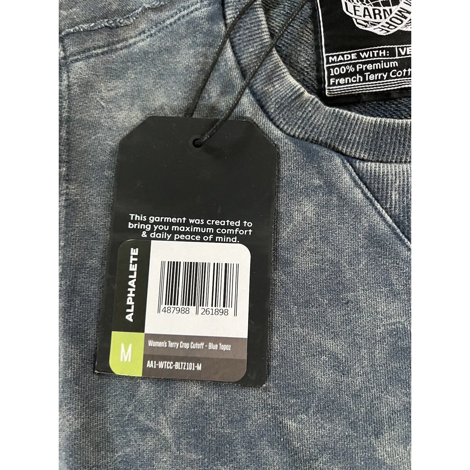 Alphalete   Very Terry Crop top Cutoff - Blue Topaz , Size Medium - Image 8