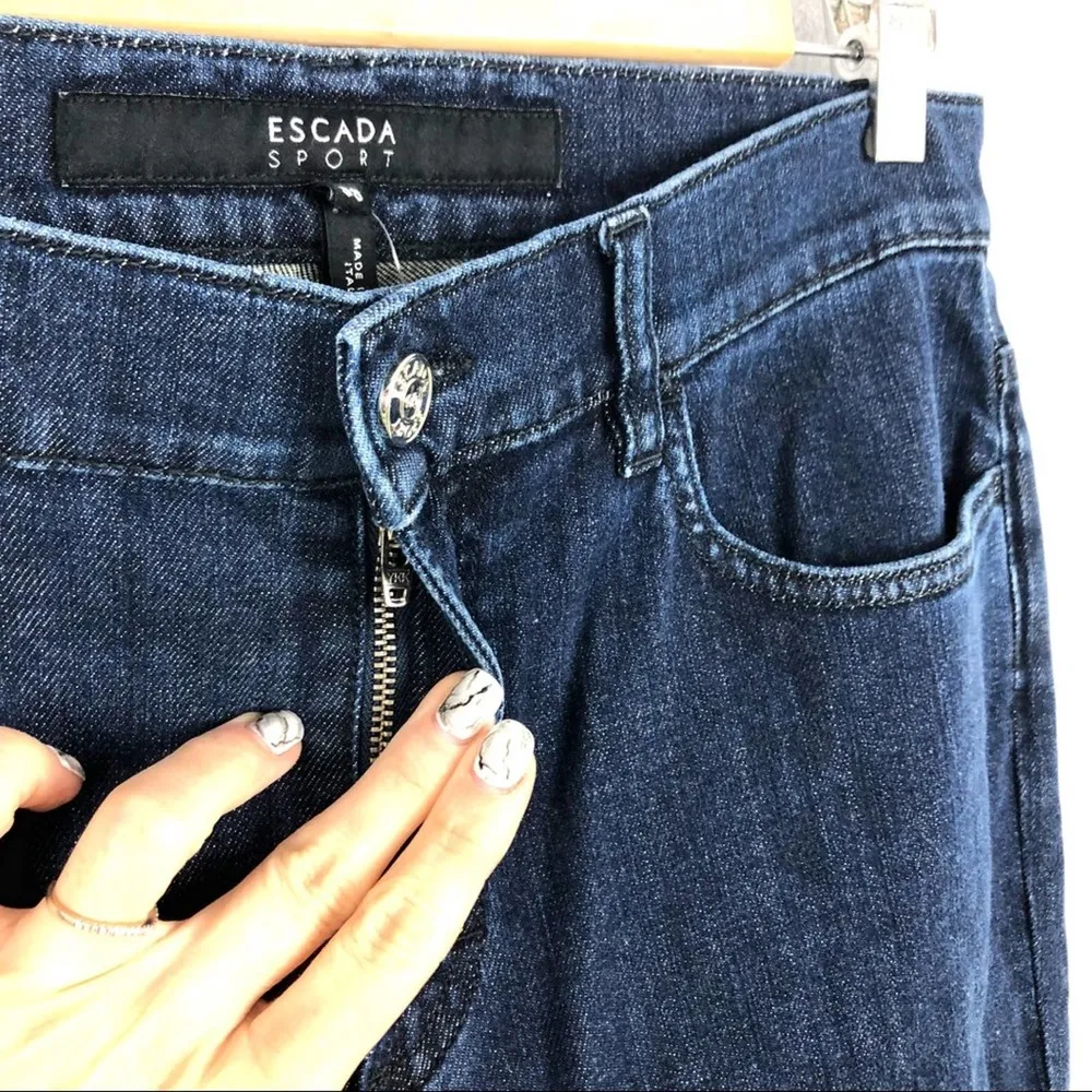 New Escada Sport High Rise Straight Leg Jeans Dark Wash Size 38 Women's Denim - Image 3