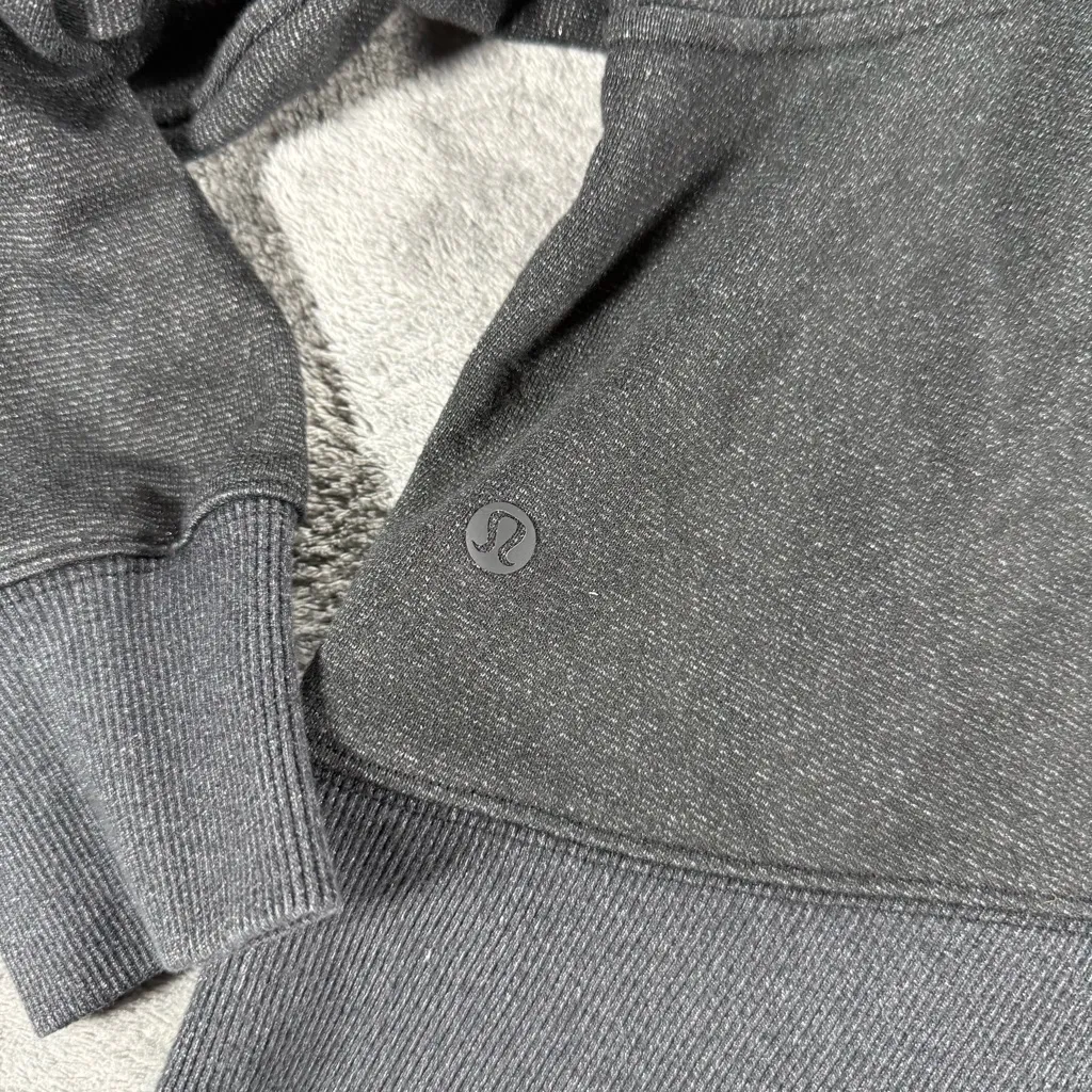 Lululemon Loungeful Cropped Hoodie Spark Black Workout Athleisure Basic - Image 3