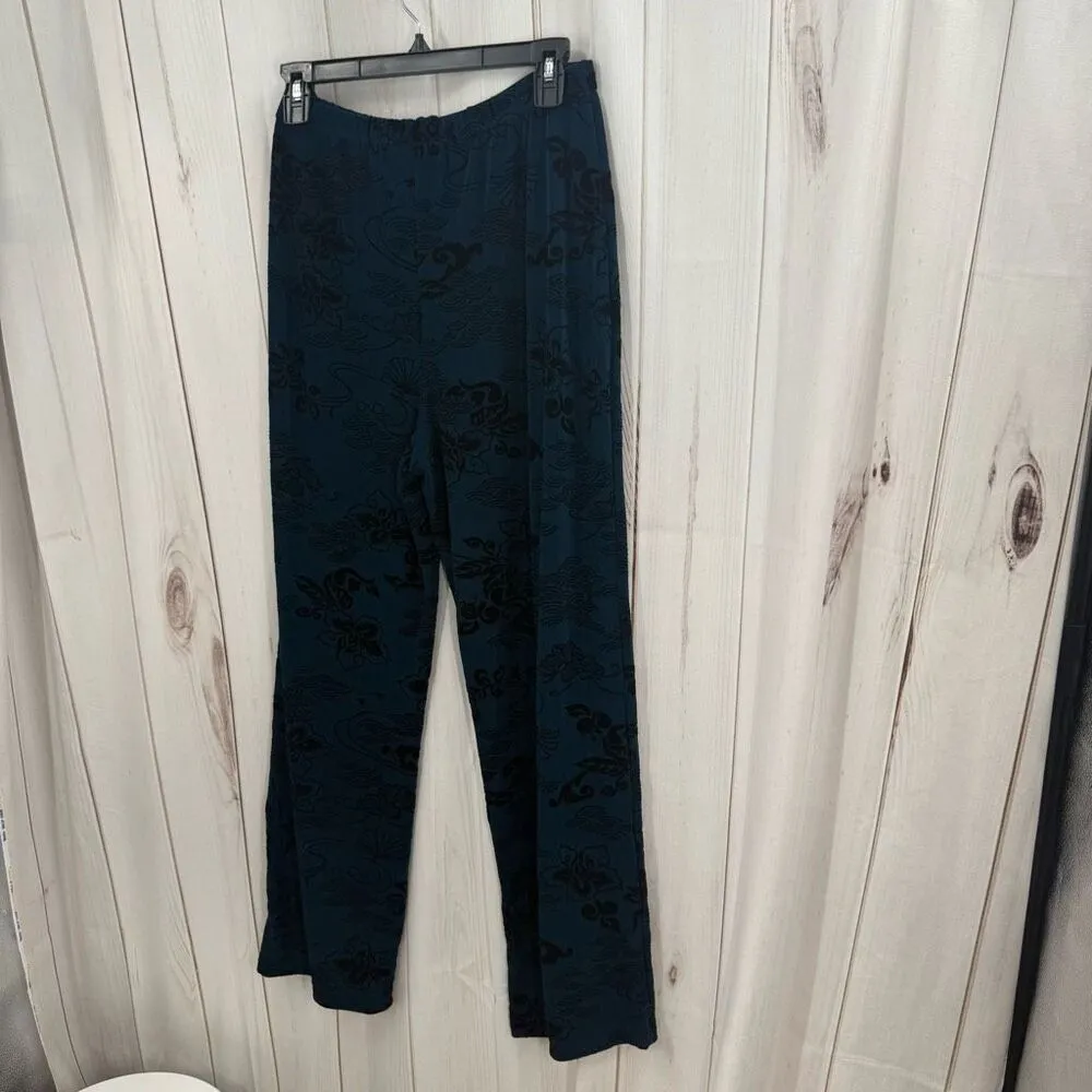 QVC CitiKnits Women’s Medium Blue Green Velvet Stretchy Slinky Pants New - Image 5