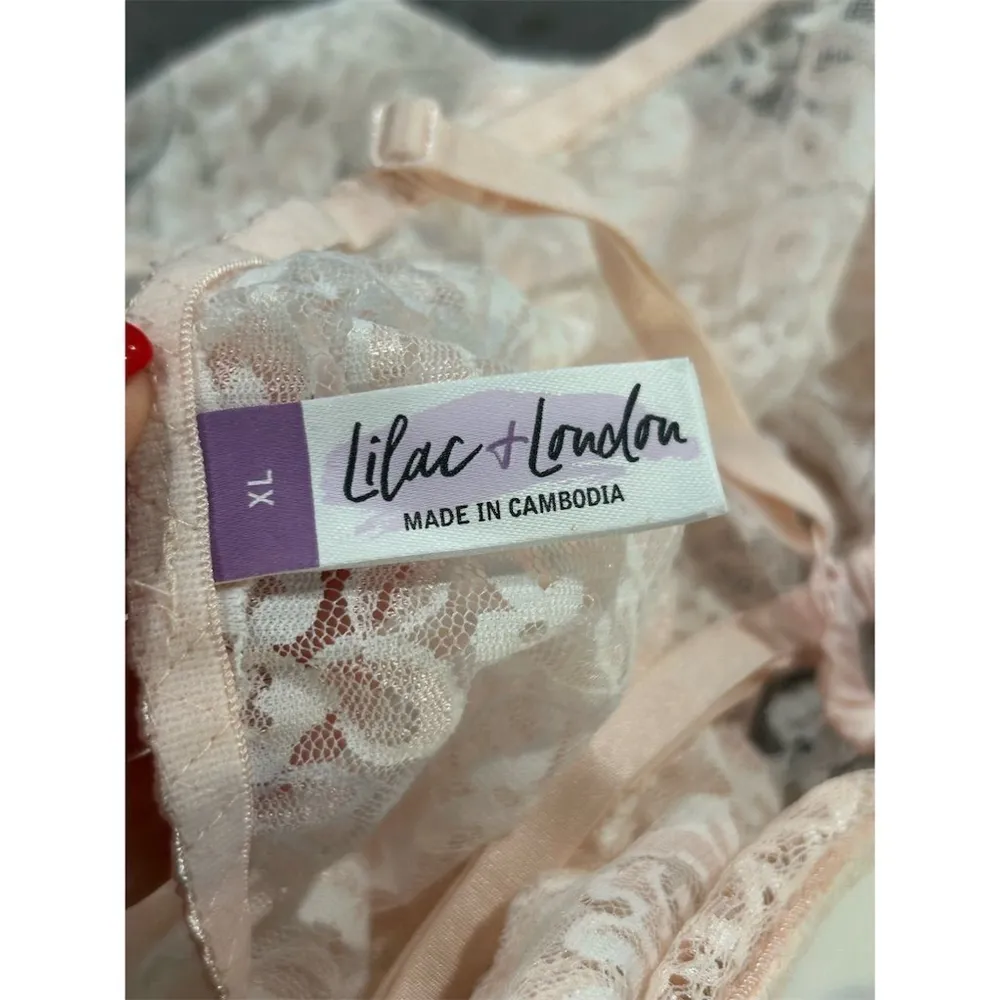 Lilac + London Women's Pink Lace Chemise Lingerie Top Size XL NEW - Image 9