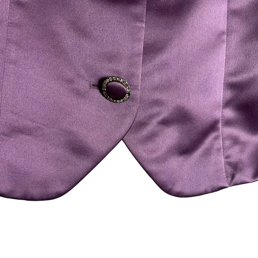 Donna Ricco Purple Satin Skirt Jacket Set Set Size 10 - Image 5