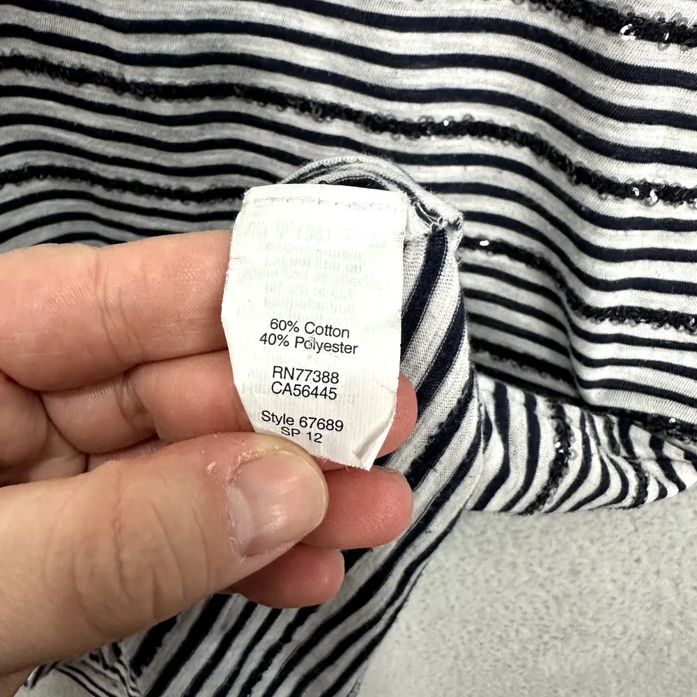 J.Crew‎ Tank Top Womens Small Blue Striped Sequin Nautical Preppy Twee Vtg Y2K - Image 7